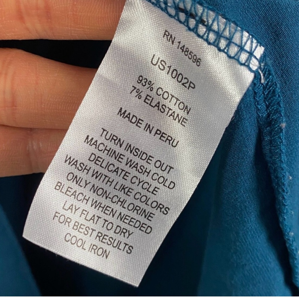 Universal Standard Geneva Dress Teal Asymmetric Size XL Petite Short Sleeve, 24 - Picture 5 of 6